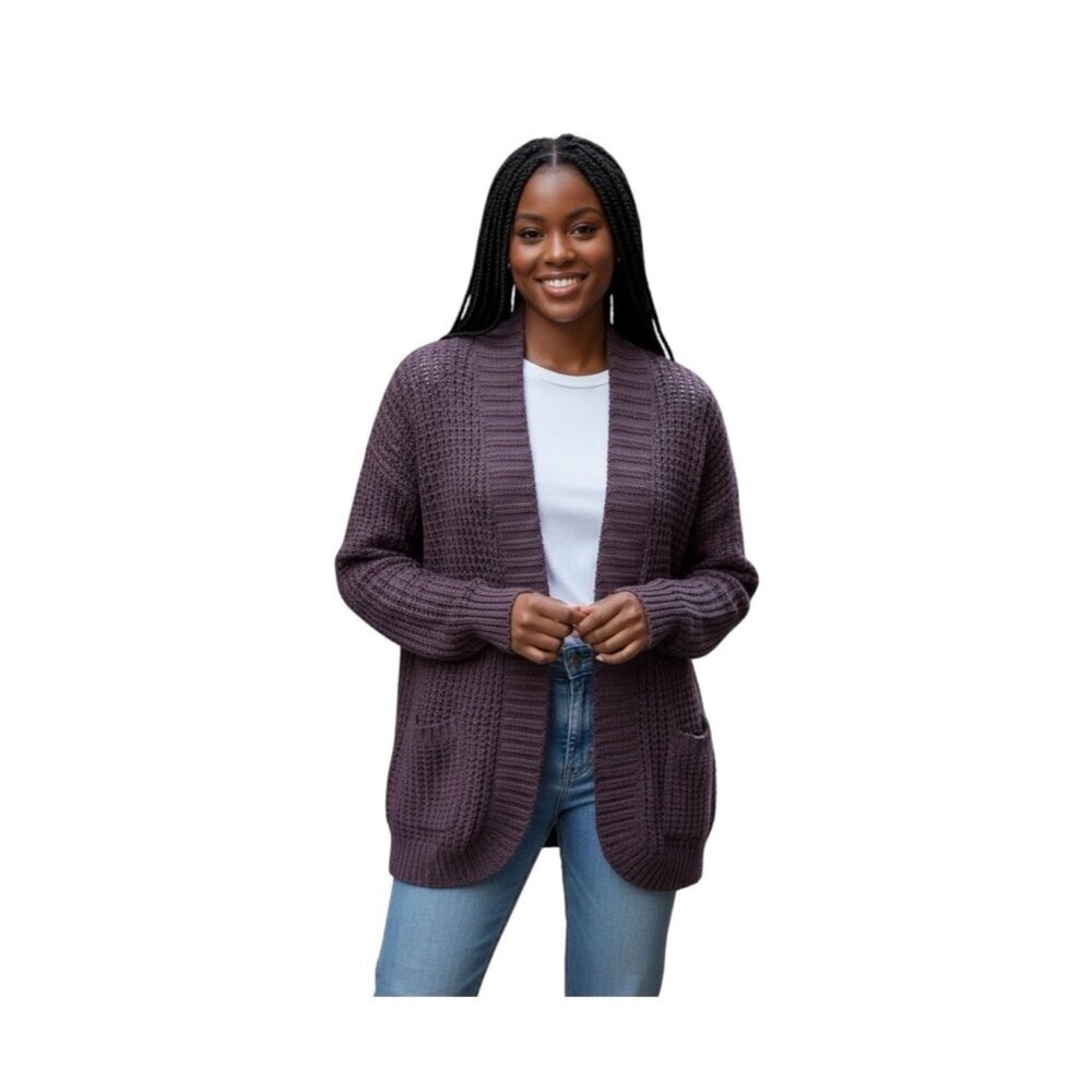 RD Style Montoya Open Knit Cardigan Sweater~Size XS~Deep Purple Stitch Fix L6 09